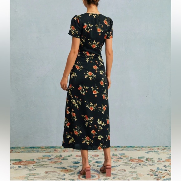Rihoas The Black V Neck Floral Short Sleeve Maxi Dress - Picture 6 of 9